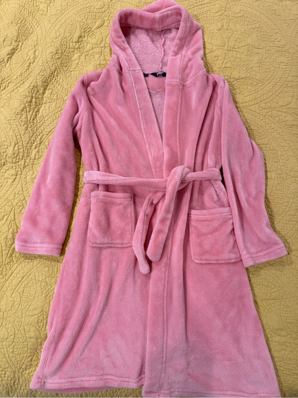 Lands' End Kids Plush Hooded Robe in Pink